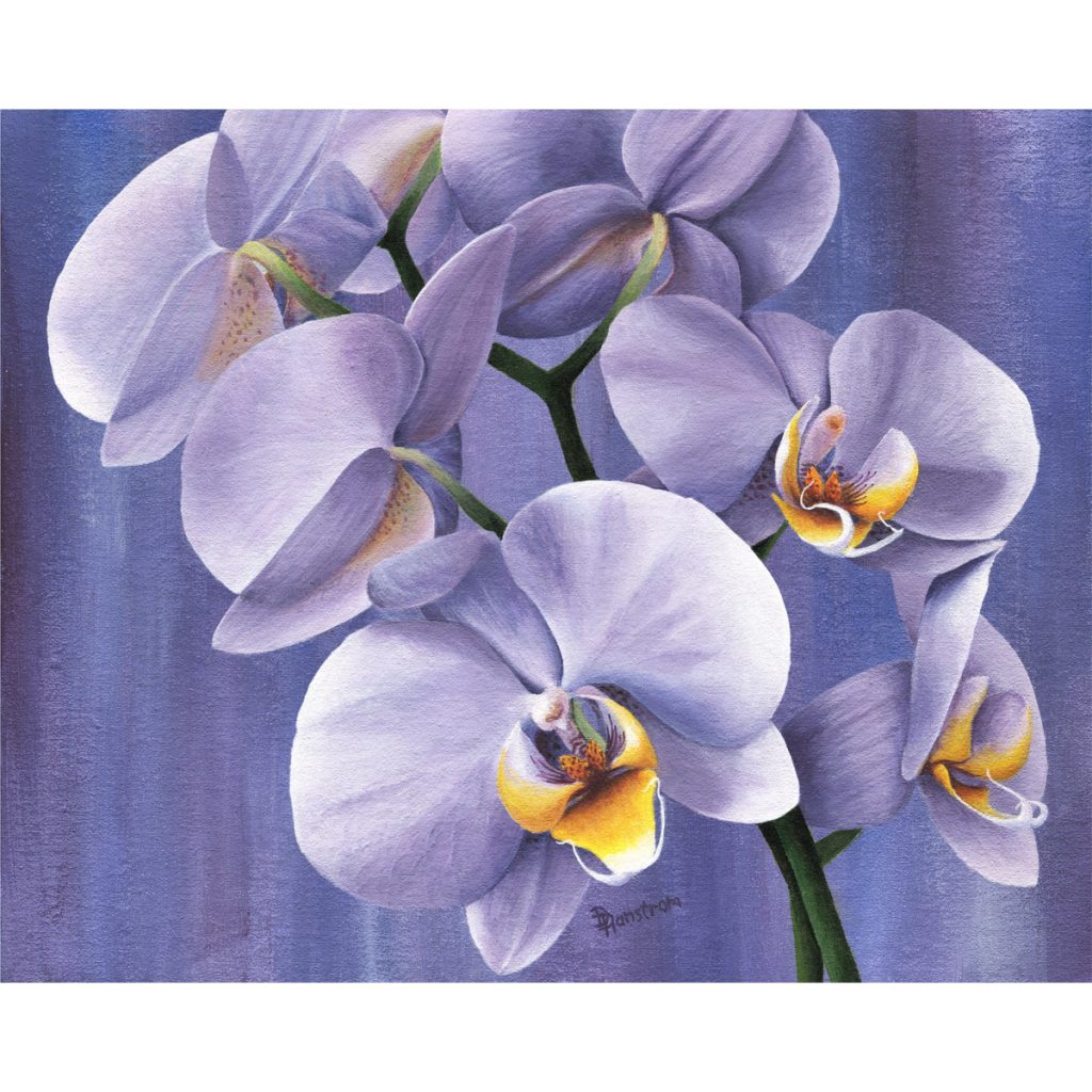 White Orchid acrylic painting