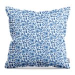 Accent pillow with blue and white ginger jar inspired print