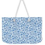 Weekender Tote with blue and white ginger jar inspired print