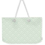 Weekender Tote Bag with soft green damask pattern