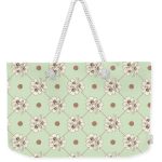 Weekender tote bag with green cosmos design